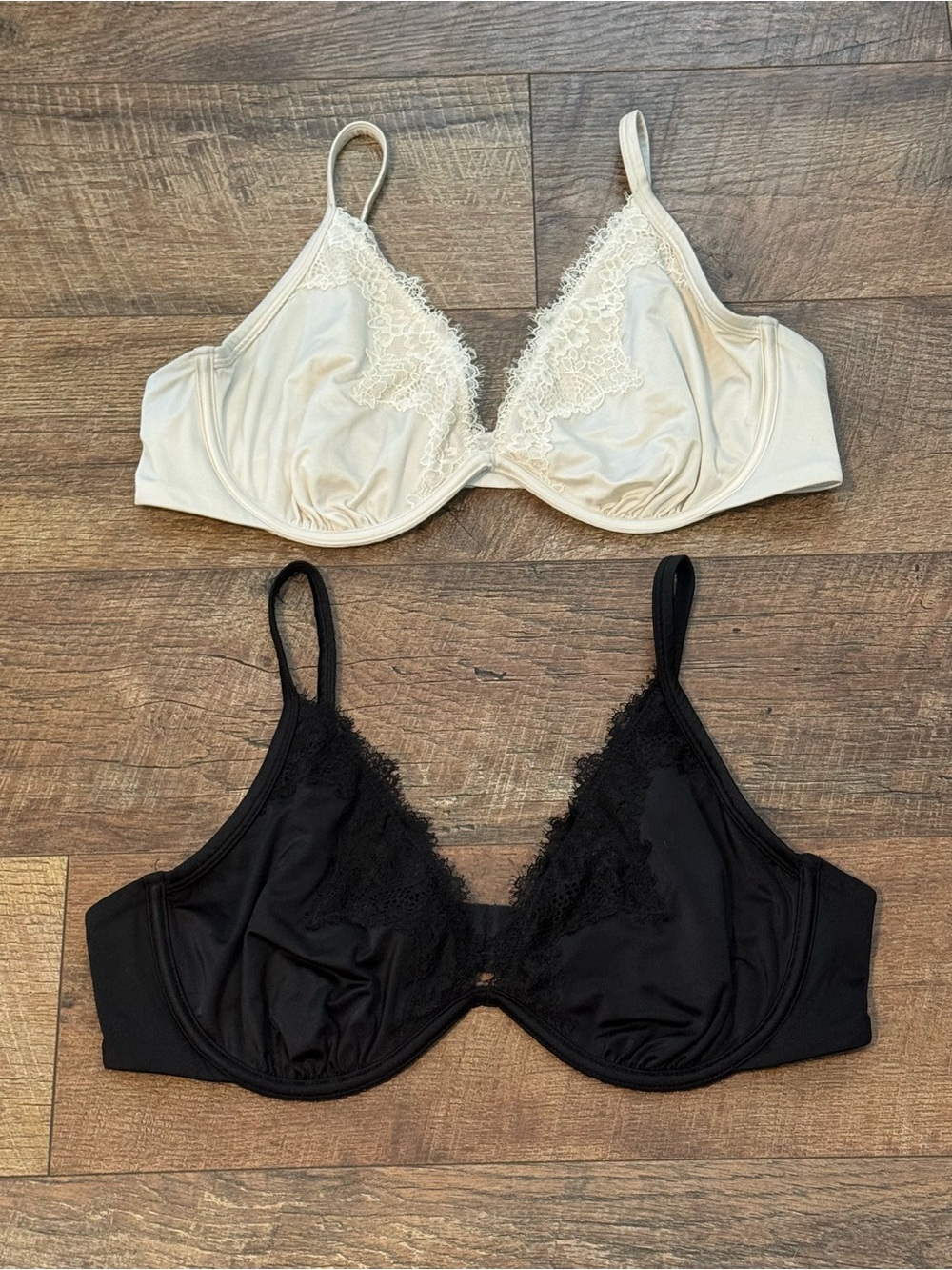 Abercrombie Satin and Lace Bralettes- Black and Cream
